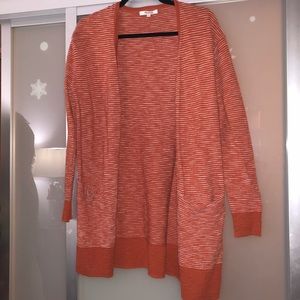Madewell burnt orange striped cardigan